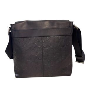 Coach Charles Messenger Bag Signature Leather Midnight Navy